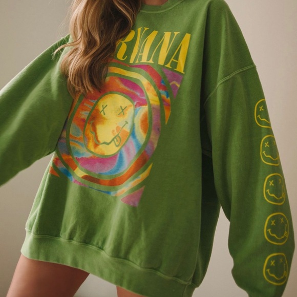 SALE! Nirvana Smile Sweatshirt L/XL Oversized - Picture 6 of 15
